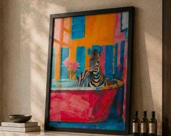 Colorful Zebra Art Print | Modern Wildlife Home Decor (A3/A4/A5 Sizes)