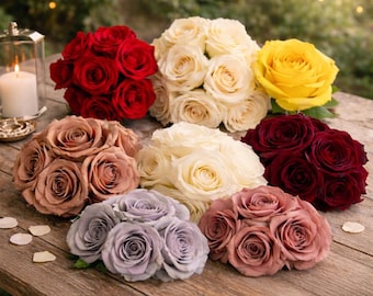 Silk Roses BUNDLE OF 6, High Quality Artificial Flowers, Choice of Colours