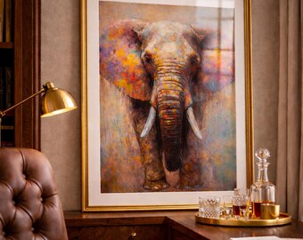 Abstract Elephant Art Print – Colorful Wildlife Painting, Modern Home Decor (A3/A4 Sizes)