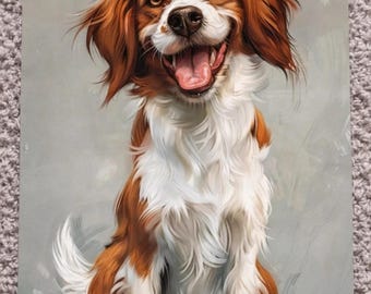 Spaniel Dog Portrait Print | Modern Neutral Wall Art, Pet Lover Gift | A3 & A4
