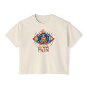 Bohemian Eye Graphic Women&#39;s Boxy Tee, Spiritual T-Shirt, Festival Wear, Yoga Top, Meditation Apparel