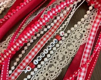 Game Day Boot Bow Ribbon Accessory  Red and White. Indiana University colors!
