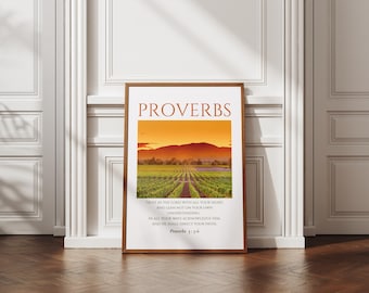 Arte Bíblico de Proverbios 3:5-6 – Decoración Cristiana para el Hogar (Descarga Digital)