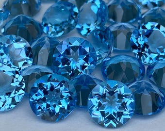 天然スイスブルー トパーズ 19 個セット、30 カラット、ラウンド