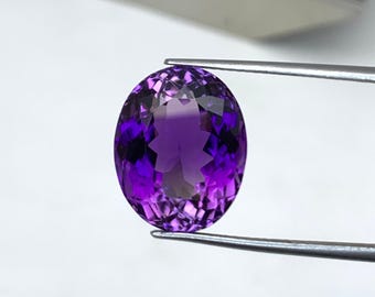 10.68 Karat Oval facettierter Amethyst Edelstein: 15.16 x 12 mm Loser Lila Amethyst Stein, Februar Geburtsstein für die Schmuckherstellung.