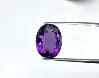 9.99 Karat Oval facettierter Amethyst Edelstein: 12x15.88 mm Loser lila Amethyst Stein, Februar Geburtsstein für die Schmuckherstellung.