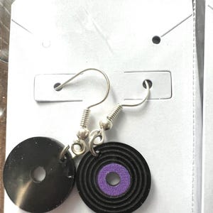 Mini Vinyl Record Earrings – Black & Red Acrylic