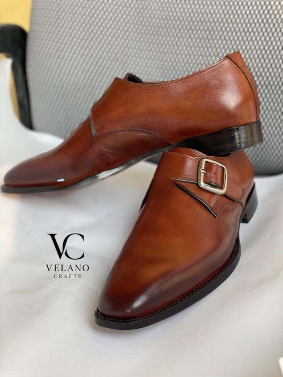 Single monk strap penny loafers, handmade leather shoes, gift for men , loafers, slip on, leather shoes for men, custom made monk straps.