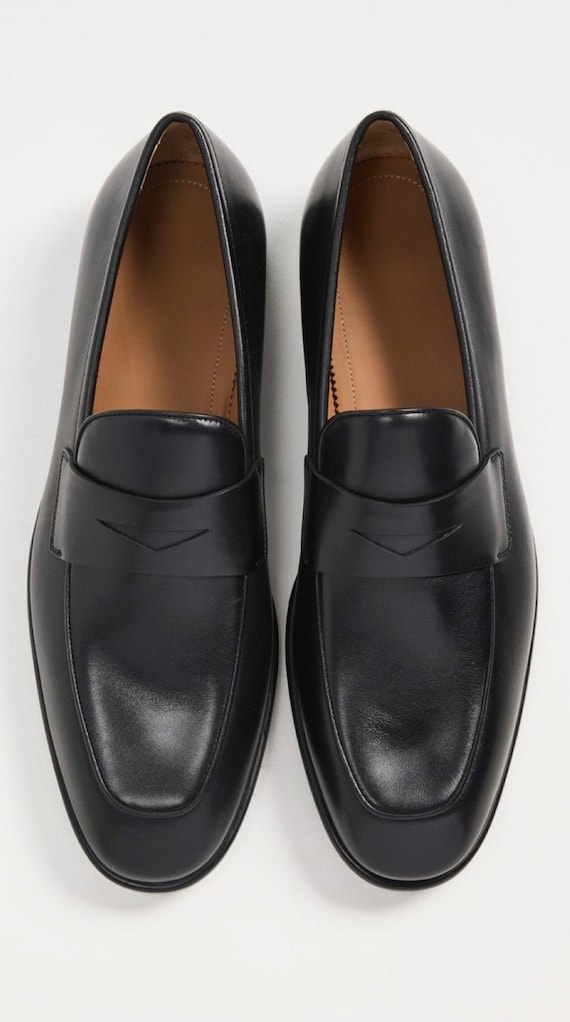Black Loafers, handmade leather shoes, gift for men, Black shoes for men , loafers, slip on, casual shoes, custom made.
