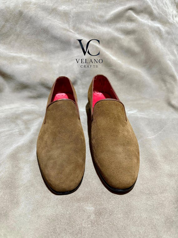 cream suede Loafers, penny loafers, handmade leather shoes, gift for men, loafers, slip on, custom made.