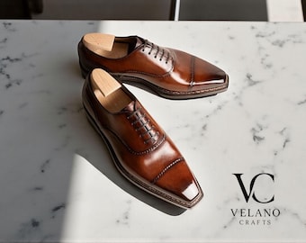 Handmade Genuine Luxury Leather Oxford Shoes: Men's Classic Dress Footwear