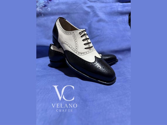 Black white Brogues, handmade leather shoes, gift for men , leather shoes , brogue shoes, leather shoes for men.