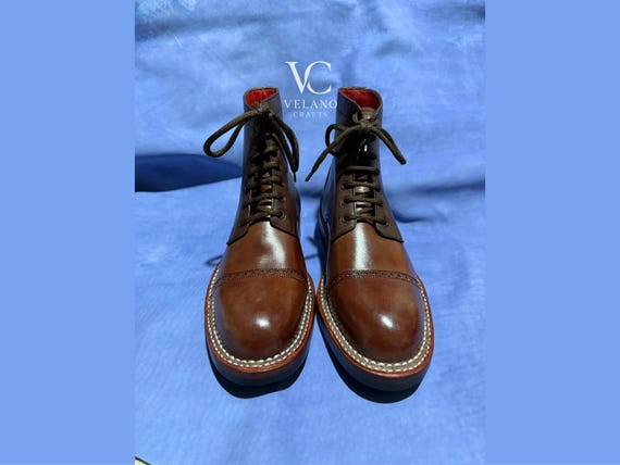 Brown boots , handmade leather shoes, gift for men, leather shoes for men, custom made leather boots, Boots.