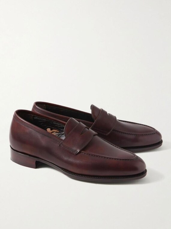 Black Loafers, handmade leather shoes, gift for men, Brown , loafers, slip on, casual wear, custom made.