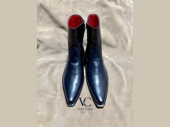 Luxury men ankle boots, Mid-calf slip on, handmade leather shoes, gift for men, leather shoes for men, custom made boots.