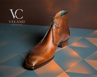 Handmade Genuine Leather Chukka Boots: Classic Vintage Style Formal And Casual Footwear
