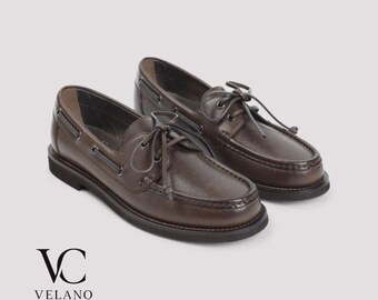 Handmade Genuine Leather Boat Shoes: Slip-On Style