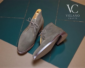 Handmade Genuine Luxury Suede Leather Chukka Boots: Classic Vintage Style Formal And Casual Footwear