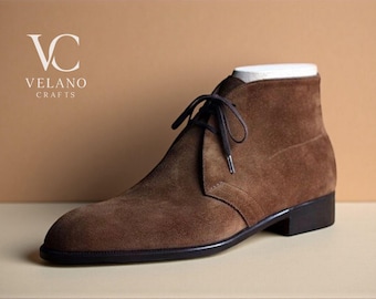 Handmade Genuine Luxury Suede Leather Chukka Boots: Classic Vintage Style Formal And Casual Footwear