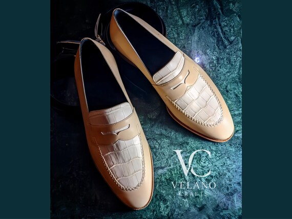 Luxury men penny loafers, handmade leather shoes, gift for men, loafers, slip on, casual wear, custom made.