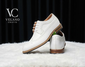 Zapatos brogue de cuero texturizado hechos a mano: zapatos de vestir con punta de ala para hombre