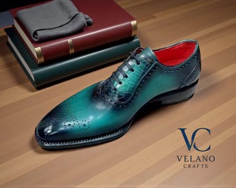 Handgemaakte leren patina leren Oxford brogueschoenen: klassieke herenschoenen