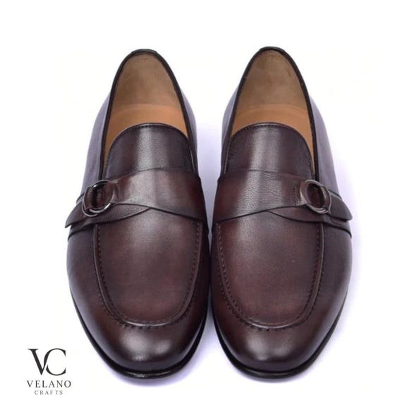 Single monk strap penny loafers, handmade leather shoes, gift for men , loafers, slip on, leather shoes for men, custom made monk straps.