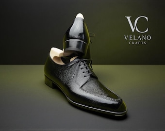 Handmade Luxury Full-Grain Leather Oxford Shoes: Men's Classic Dress Footwear