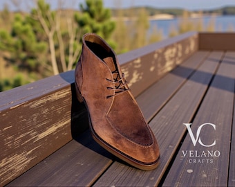 Handmade Genuine Luxury Suede Leather Chukka Boots: Classic Vintage Style Formal And Casual Footwear