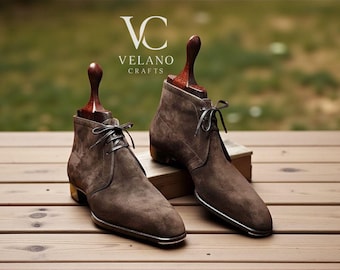 Handmade Genuine Luxury Suede Leather Chukka Boots: Classic Vintage Style Formal And Casual Footwear
