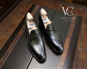 Handgefertigte Echtleder Penny Loafers: Formelle und lässige Herrenschuhe