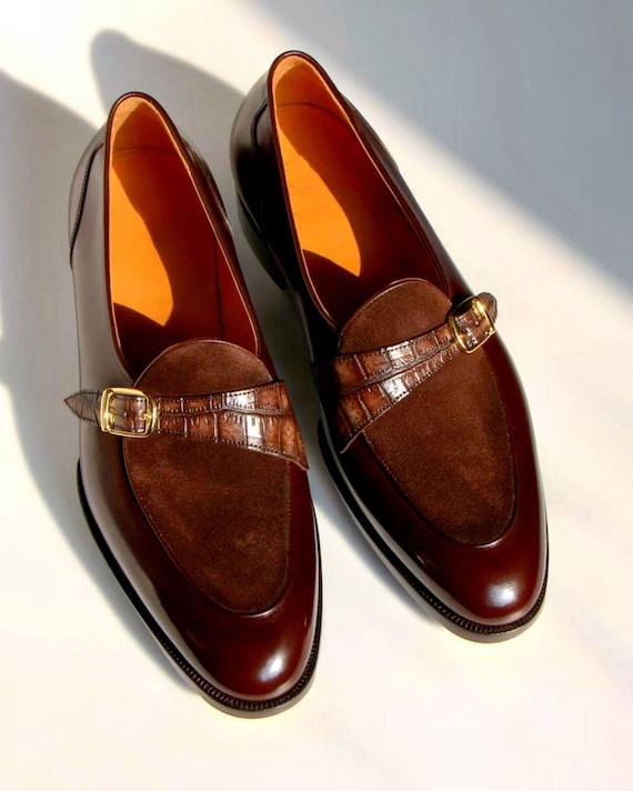 Single monk strap penny loafers, handmade leather shoes, gift for men , loafers, slip on, leather shoes for men, custom made monk straps.