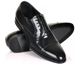Handmade Genuine Leather Black Oxford Shoes for Men - Formal Office Shoes