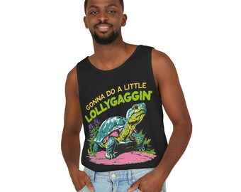 Gonna Do A Little Lollygaggin Turtle Tank Top | Retro Turtle Illustration