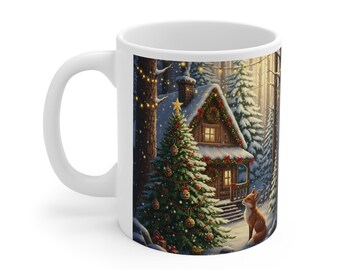 Winter Wonderland Ceramic Mug, Cozy Holiday Coffee Cup, Christmas Gift, Festive Kitchen Decor, Hot Cocoa Mug