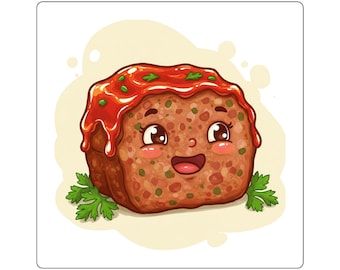 Cute Meatloaf Character Sticker / Decal