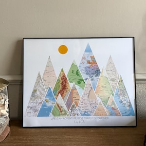 Personalized Map Print, Custom Travel Poster, Wedding Gift & Anniversary Gift for Couples, Personalizable Adventure Gift