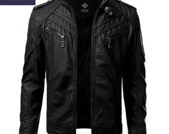 Men's Black Leather Biker Cowhide Leather Jacket for Men – Stylish Slim Fit Motorcycle Outerwear
