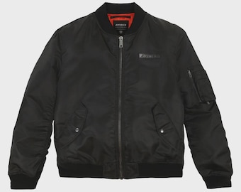 Blouson aviateur en nylon noir Avirex - Blouson aviateur militaire pour homme, doublure orange