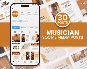 Musician Instagram Templates | 30 Editable Canva Posts for Music Artists | Social Media Promo & Branding Content Pack - Digital Download