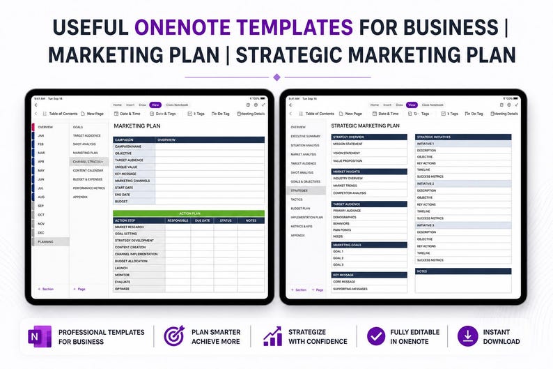 Onenote Business Planner Template | Digital Planner, Project Management ...