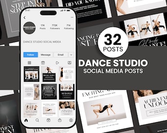 Dance Studio Social Media Templates | Editable Canva Bundle for Dancing School, Ballet Studio, Dance Coach Marketing Posts -Digital Download