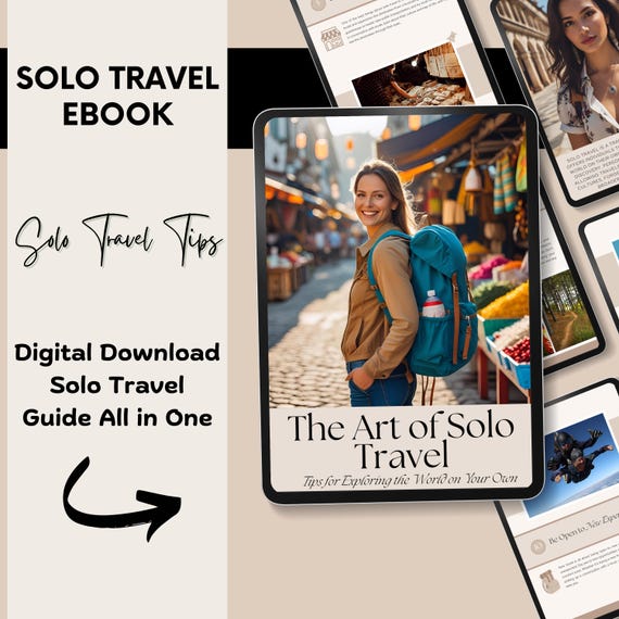 Solo Travel Planner: 13-Page Travel Journal, Editable in Canva (Digital Download)