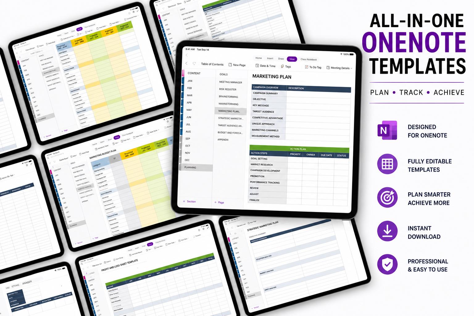 Onenote Business Planner Template | Digital Planner, Project Management ...