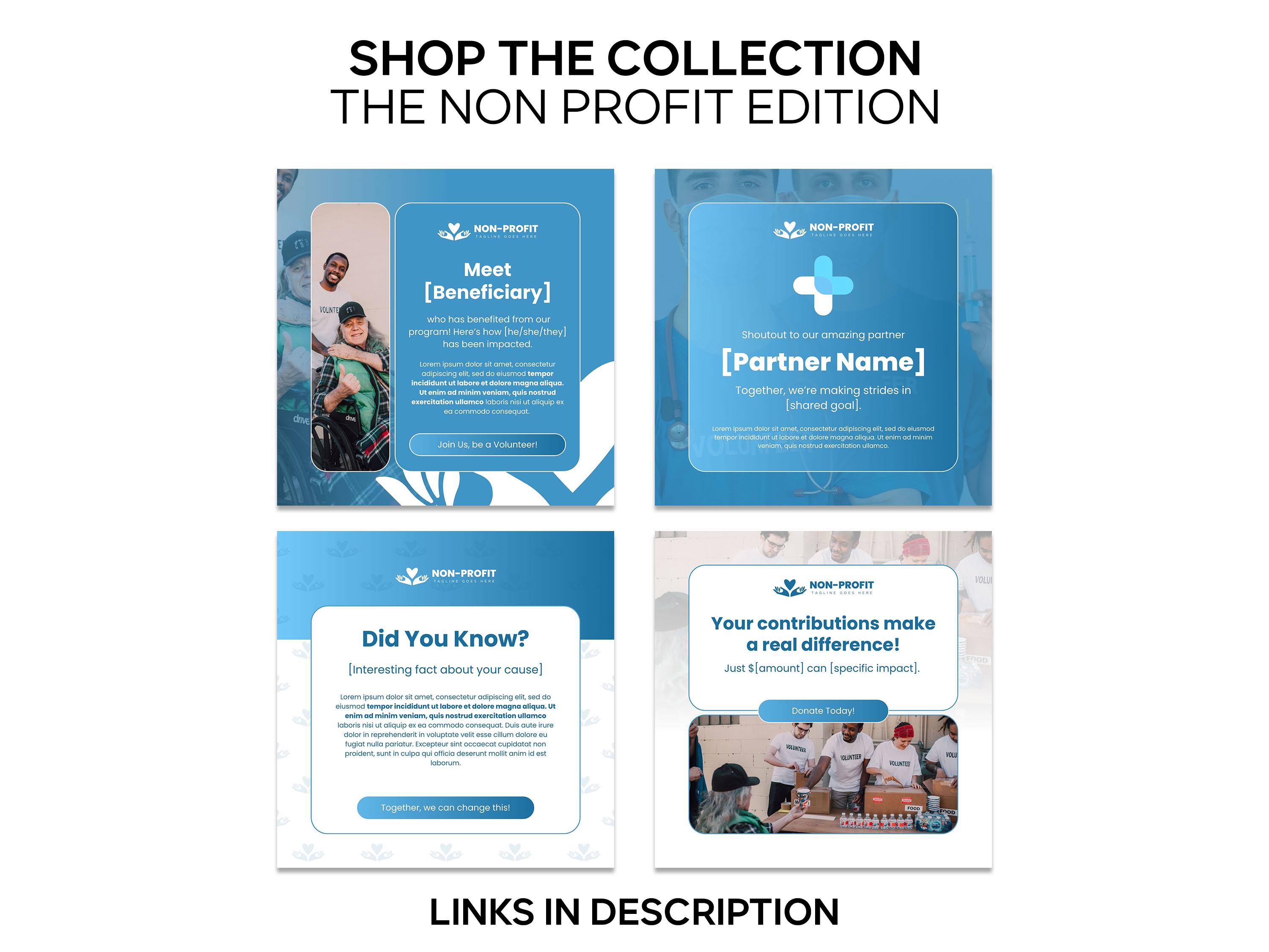 Nonprofit Social Media Post Templates, Editable Canva Posts for Charity ...