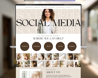 Social Media Manager Website Template | Canva Website for SMM, Virtual Assistant, Social Media Agency | Editable Digital Portfolio