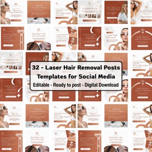 Laser Hair Removal Instagram Post Templates: Spa & Clinic Marketing (Digital Download)