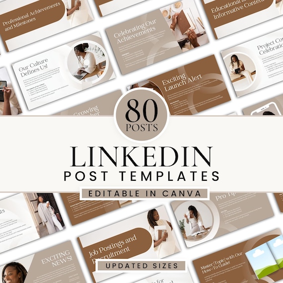 80 LinkedIn Post Templates, Canva LinkedIn Content, Editable Business Personal Brand Posts, Professional Marketing Kit, Digital Download