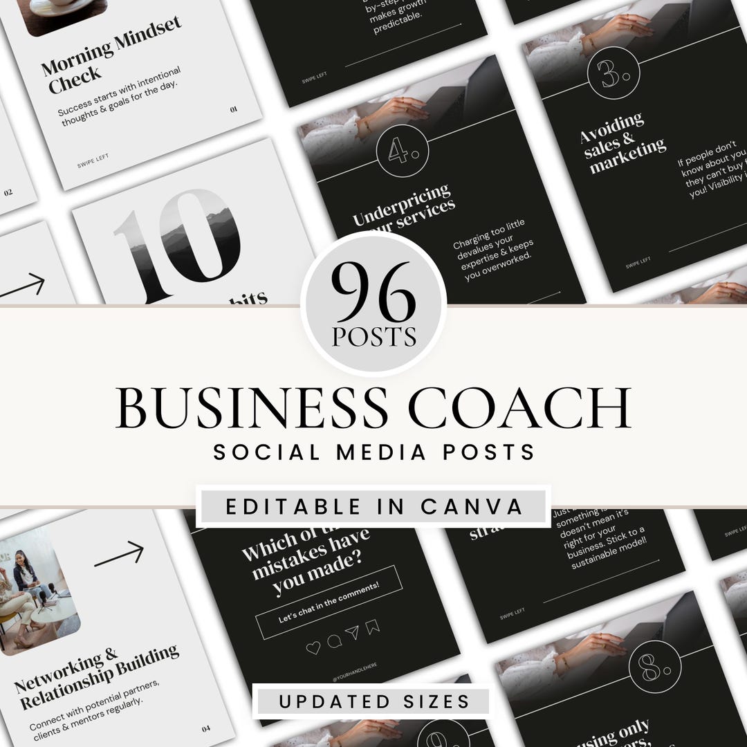 Business Coach Social Media Templates, 96 Instagram Canva Posts ...