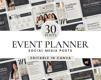 Event Planner Social Media Templates, 30 Event Planner Instagram Post Templates, Wedding Planner Social Media Kit, Canva Editable Posts